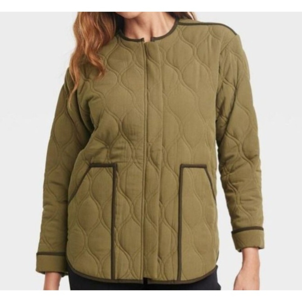 Women's Long Sleeve Quilted Jacket - Knox Rose size XS moss stone brown